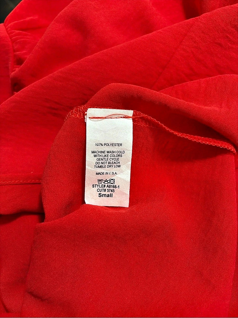 JODIFL Red One Shoulder Bow Tie Blouse Top Size Small Made in USA - Picture 6 of 6